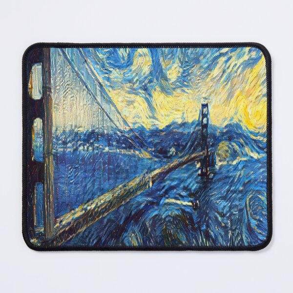 Item preview, Golden Gate Bridge AI Generated The Starry Night Van Gogh AI Art Artificial Intelligence designed and sold by OurFunnyDesigns.