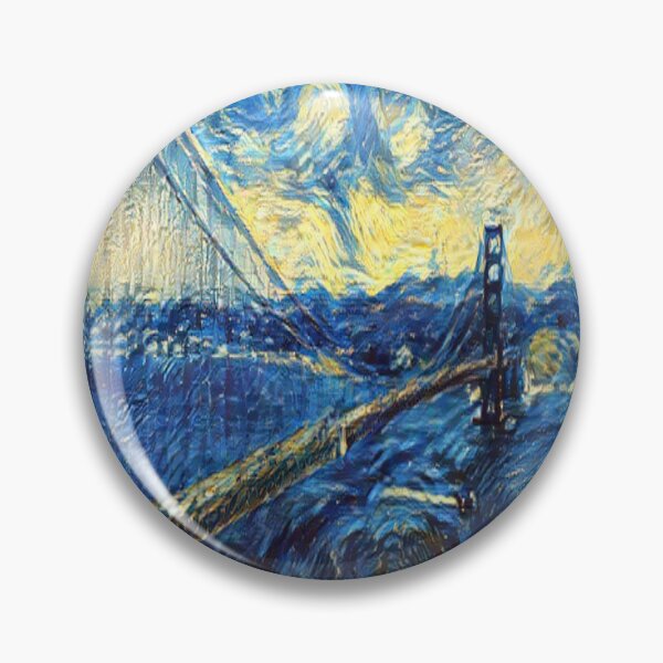 Item preview, Golden Gate Bridge AI Generated The Starry Night Van Gogh AI Art Artificial Intelligence designed and sold by OurFunnyDesigns.
