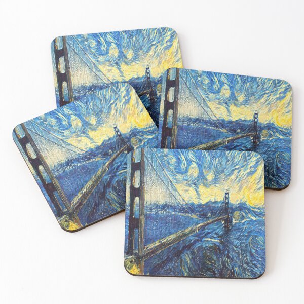 Item preview, Golden Gate Bridge AI Generated The Starry Night Van Gogh AI Art Artificial Intelligence designed and sold by OurFunnyDesigns.