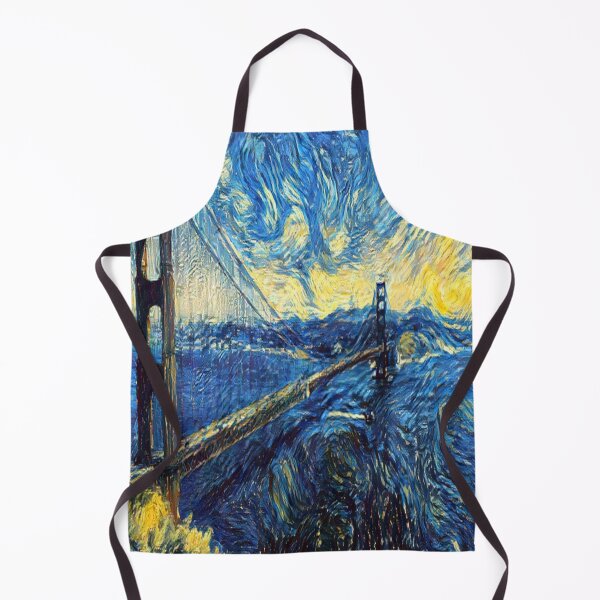 Item preview, Golden Gate Bridge AI Generated The Starry Night Van Gogh AI Art Artificial Intelligence designed and sold by OurFunnyDesigns.
