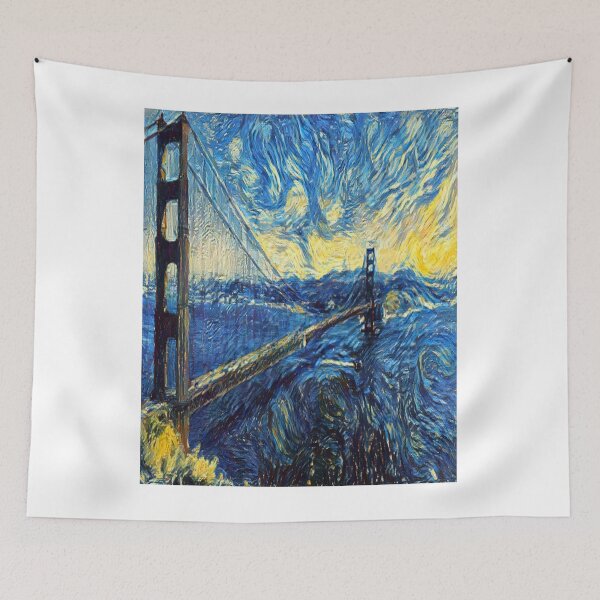Item preview, Golden Gate Bridge AI Generated The Starry Night Van Gogh AI Art Artificial Intelligence designed and sold by OurFunnyDesigns.