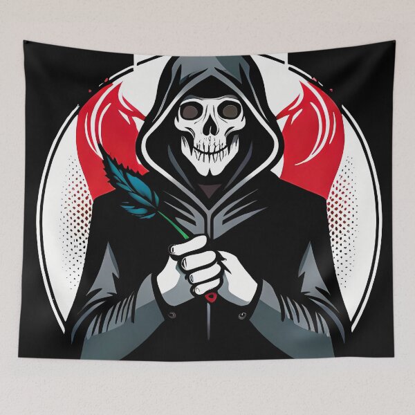 Item preview, Death's Gentle Touch - The Grim Reaper with a Single Leaf Illustration designed and sold by GalihDA.