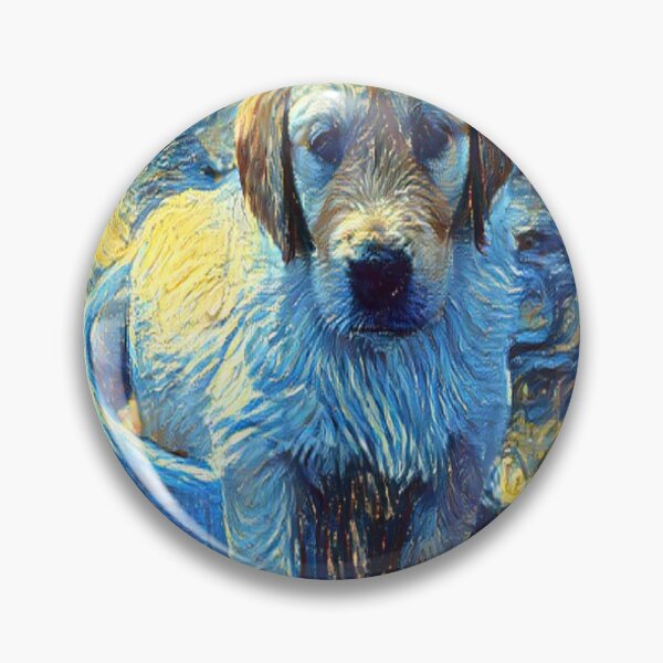 Artikelvorschau, Golden Doodle Retriever AI generierte die Sternennacht Van Gogh AI Art Artificial Intelligence entworfen und verkauft von OurFunnyDesigns.