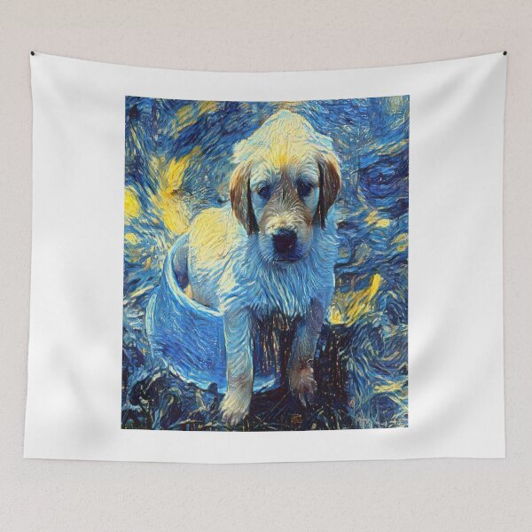 Item preview, Golden Doodle Retriever AI Generated The Starry Night Van Gogh AI Art Artificial Intelligence designed and sold by OurFunnyDesigns.