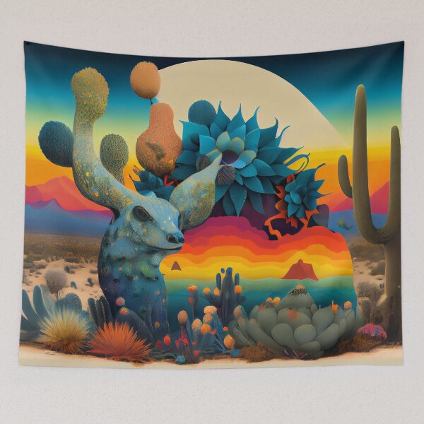 Item preview, Blue Stag Peyote San Pedro Psychedelic Cactus Spirit Animal designed and sold by ga-arts.