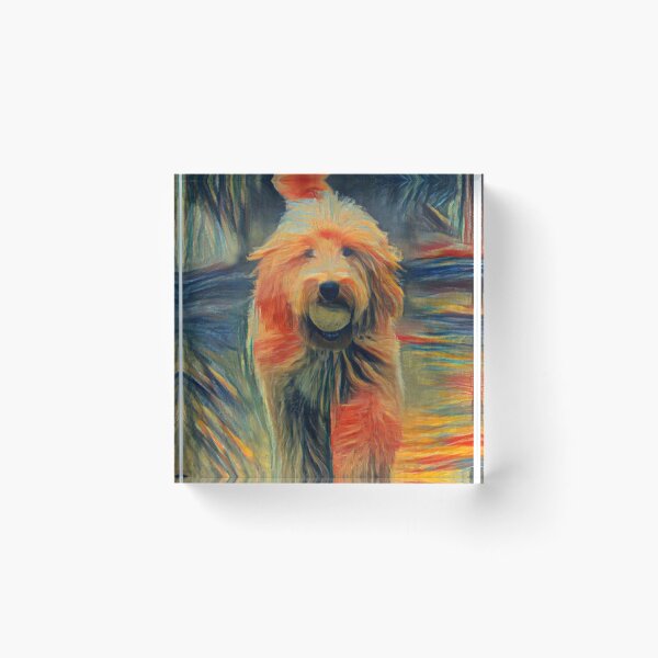 Item preview, Goldendoodle Golden Retriever Dog Puppy AI Generated The Scream Colors AI Art Artificial Intelligence Munch designed and sold by OurFunnyDesigns.