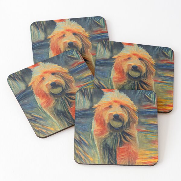 Item preview, Goldendoodle Golden Retriever Dog Puppy AI Generated The Scream Colors AI Art Artificial Intelligence Munch designed and sold by OurFunnyDesigns.