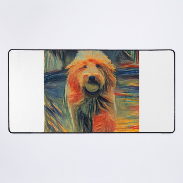 Item preview, Goldendoodle Golden Retriever Dog Puppy AI Generated The Scream Colors AI Art Artificial Intelligence Munch designed and sold by OurFunnyDesigns.