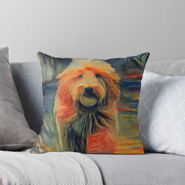 Item preview, Goldendoodle Golden Retriever Dog Puppy AI Generated The Scream Colors AI Art Artificial Intelligence Munch designed and sold by OurFunnyDesigns.
