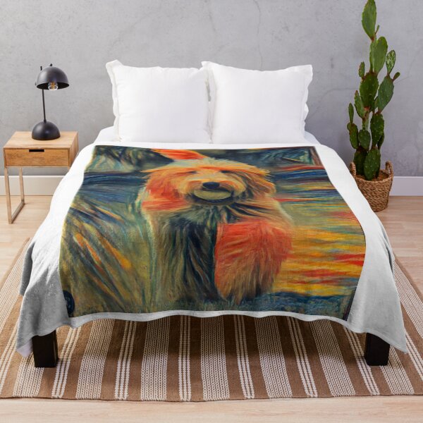 Item preview, Goldendoodle Golden Retriever Dog Puppy AI Generated The Scream Colors AI Art Artificial Intelligence Munch designed and sold by OurFunnyDesigns.