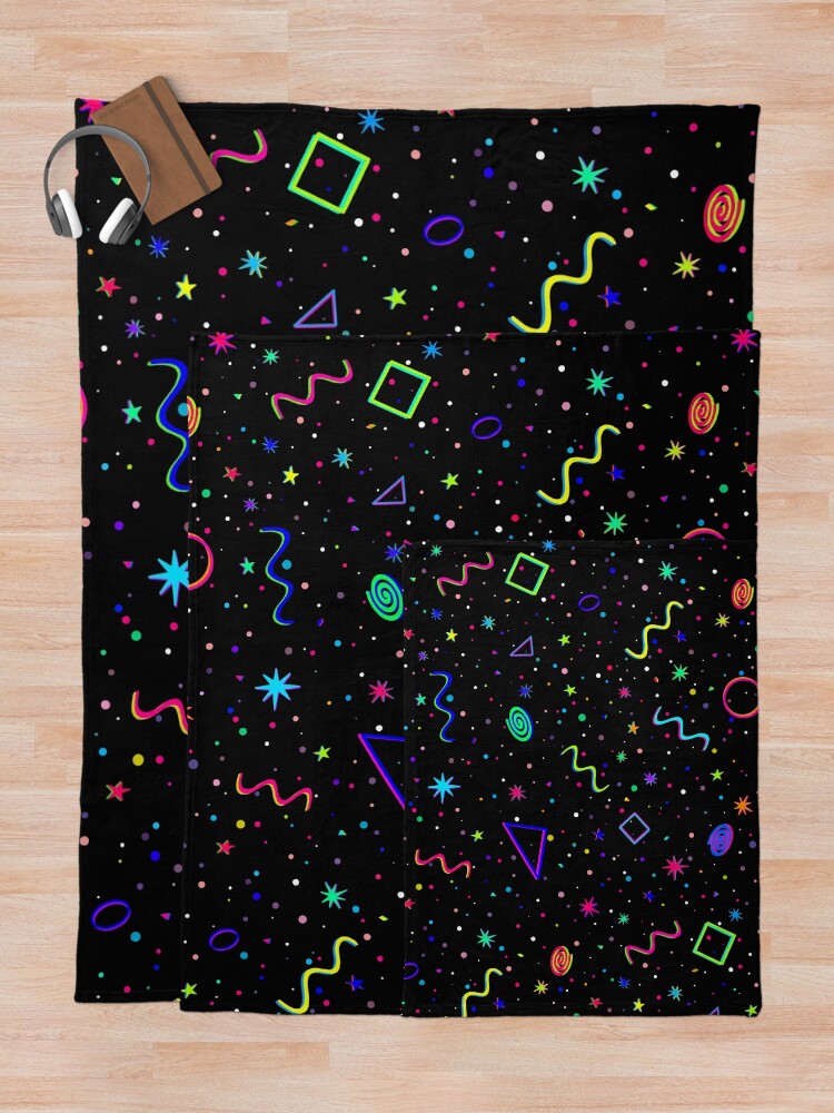 Thumbnail 5 of 6, Throw Blanket, 90's 2000's Carpet Pattern Design - y2k Neon Bowling Alley Arcade Movie Theater Skate Rink Carpet Dreamcore Nostalgia designed and sold by blueversion.