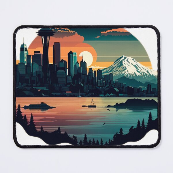 Item preview, Artsy Seattle Washington US Skyline Sunrise Horizon designed and sold by ImaginePrintsHQ.