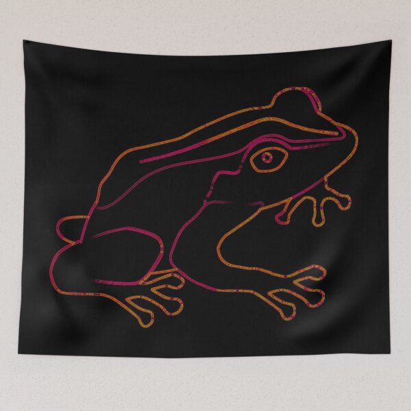 Item preview, Orange Outline Coqui Frog on Black Background Abstract designed and sold by kattakitty.