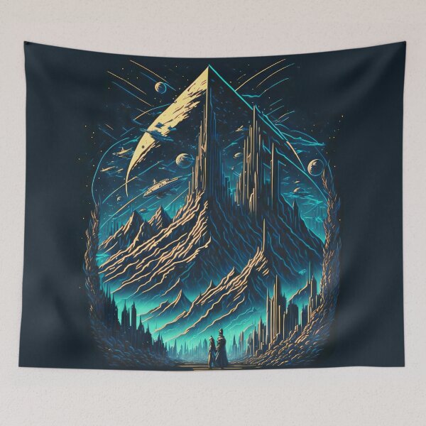 Item preview, Otherworld Mountain Sci-Fi Space Scene designed and sold by entwithanaxe.