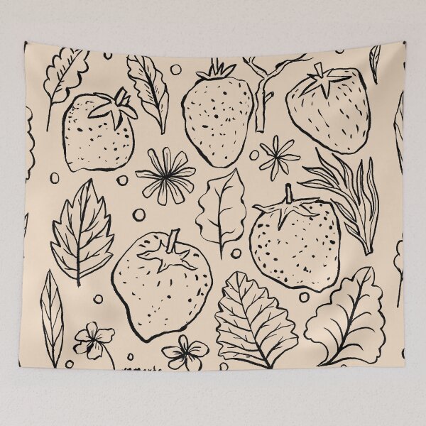 Item preview, Strawberry Field Treasures - Black on Almond designed and sold by rnmarts.