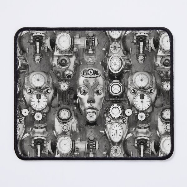 Item preview, robot clock face 80's steampunk vintage pattern designed and sold by AstraNovaStudio.