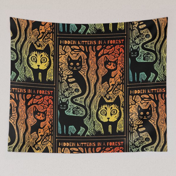 Item preview, Hidden kitten in forest colorful designed and sold by Chrisseee.