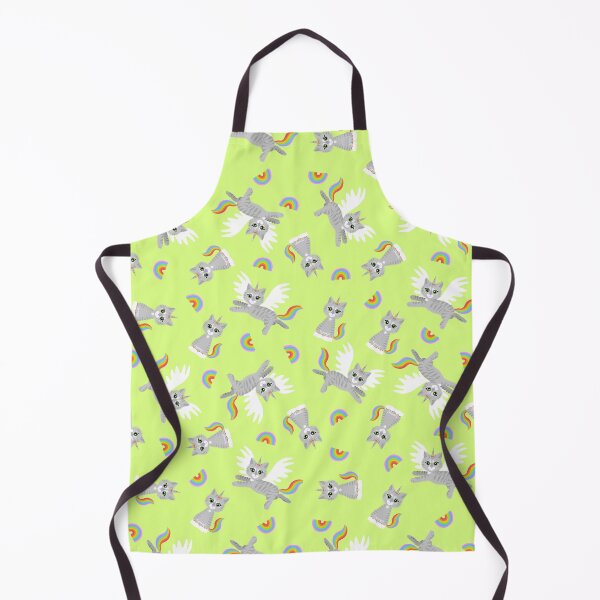 Item preview, Cute rainbow kitticorns and kittalacorns on lime green designed and sold by QuirkyCatz.