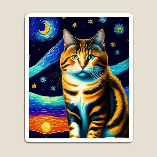 Item preview, Artistic Cat Under The Starry Night designed and sold by ArtisticAllure1.