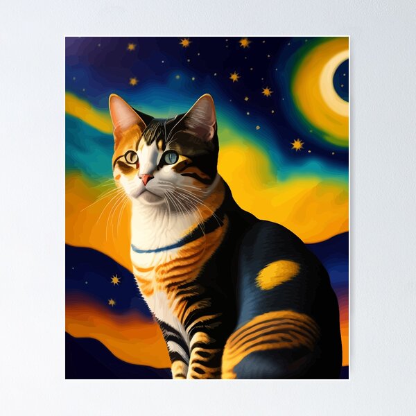 Item preview, Artistic Cat Under The Starry Night designed and sold by ArtisticAllure1.
