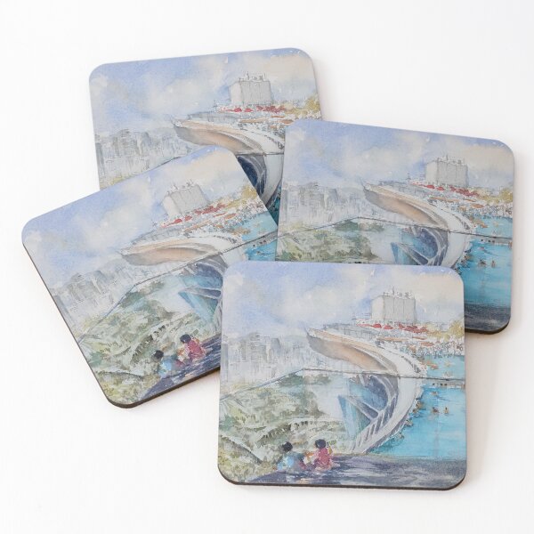 Item preview, Infinity Pool, MBS, Singapore original watercolor painting  designed and sold by Almondtree.