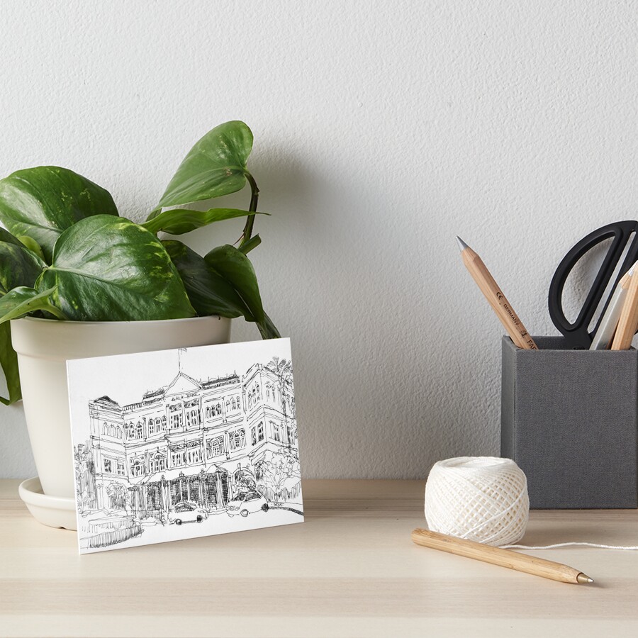 Raffles Hotel, Singapore ink sketch 
