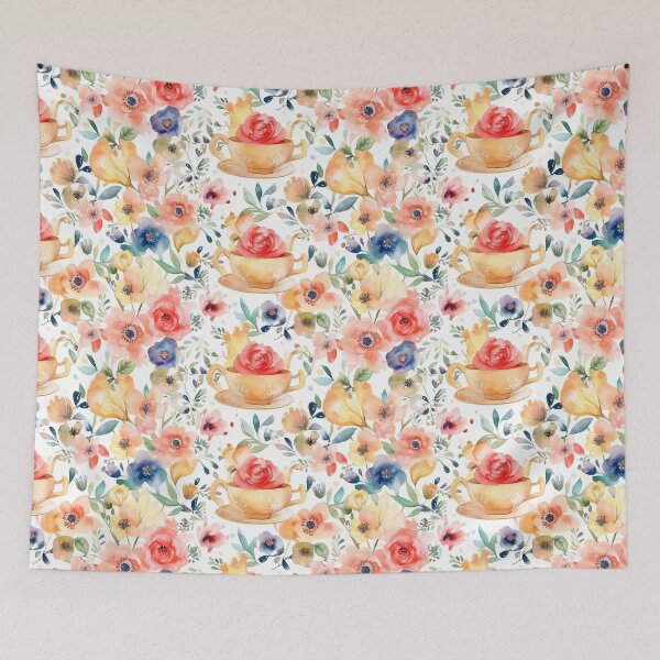 Item preview, Watercolor Floral Cup Seamless Pattern designed and sold by duke818.