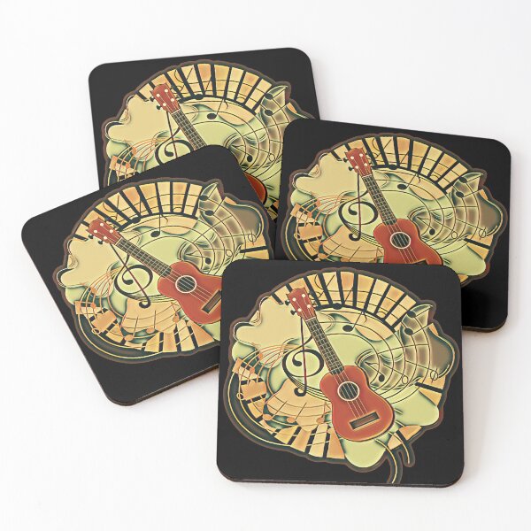 Item preview, Ukulele with Swirling Notes - Variation designed and sold by piesdesignart.
