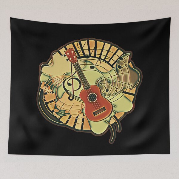Item preview, Ukulele with Swirling Notes - Variation designed and sold by piesdesignart.