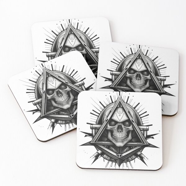 Item preview, A black and white drawing of a skull in a triangle designed and sold by Hillol Bora.