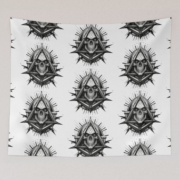Item preview, A black and white drawing of a skull in a triangle designed and sold by Hillol Bora.