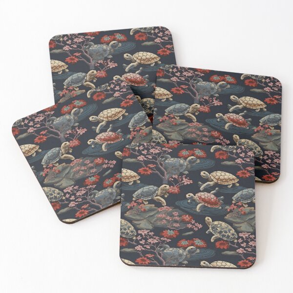 Item preview, Seamless Pattern with Turtles and Japanese flowers designed and sold by MeowsAndMakes.