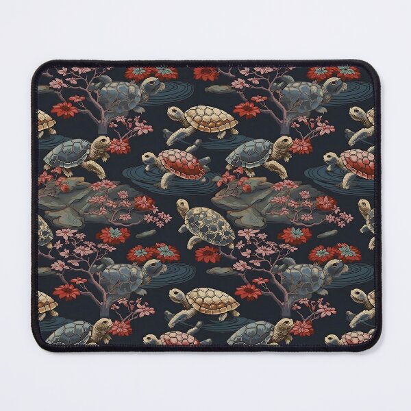 Item preview, Seamless Pattern with Turtles and Japanese flowers designed and sold by MeowsAndMakes.