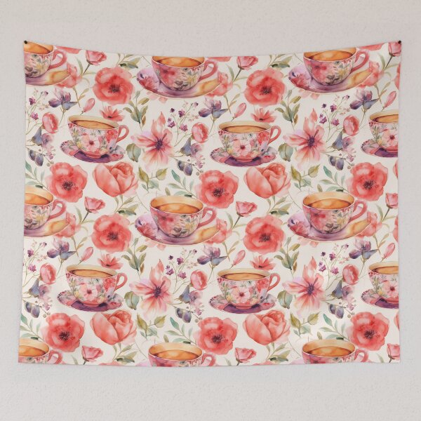 Item preview, Watercolor Floral Cup Seamless Pattern designed and sold by duke818.
