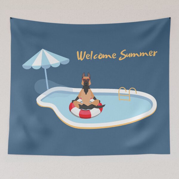 Item preview, Welcome Summer with German Shepherd Wearing Sunglasses on Pool Float designed and sold by SeasonalDogs.