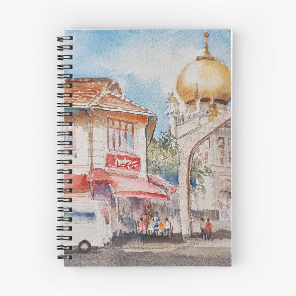 Artikelvorschau, Kampong Glam, Sultan-Moschee, Singapur Original-Aquarellmalerei entworfen und verkauft von Almondtree.