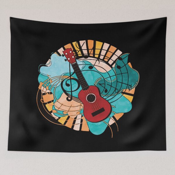 Item preview, Ukulele with swirling notes designed and sold by piesdesignart.