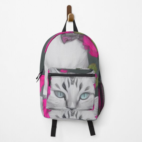Item preview, Lindo gato de color gris con rosas rosadas designed and sold by AnimateSpring.