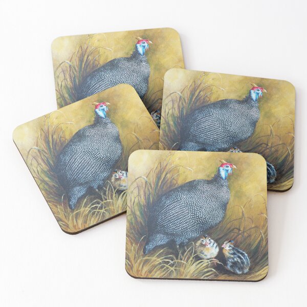 Item preview, A Helmeted Guineafowl with her two chicks designed and sold by Heather Sclater.