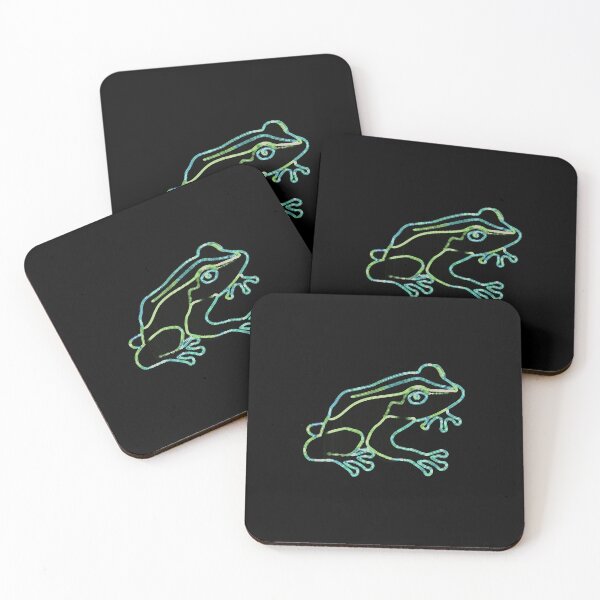 Item preview, Digital Outline Frog Green & Aqua Multicolor Abstract Toad Coqui designed and sold by kattakitty.