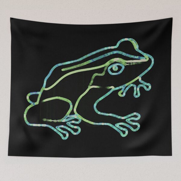Item preview, Digital Outline Frog Green & Aqua Multicolor Abstract Toad Coqui designed and sold by kattakitty.