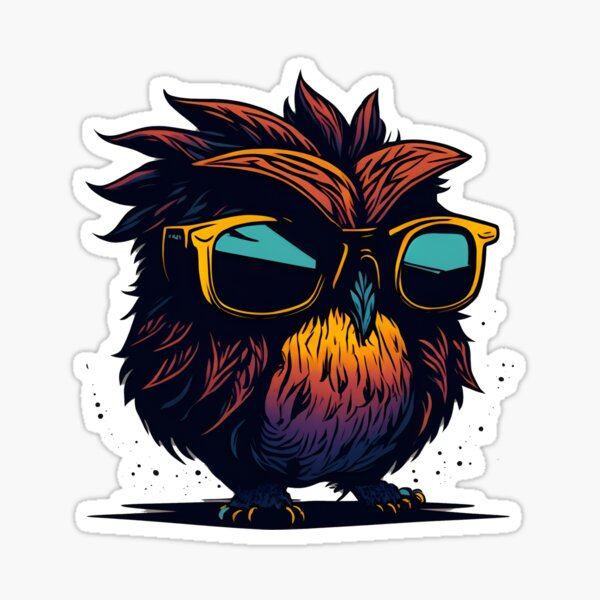 Owl Wearing Glasses Badge Reel, Who Who, Smart, Striped Shirt, Hat, Claws,  Big Eyes, Fly, Night Hunter, Bird, Mammal, Hoot Hoot, Snow Owl -   Denmark