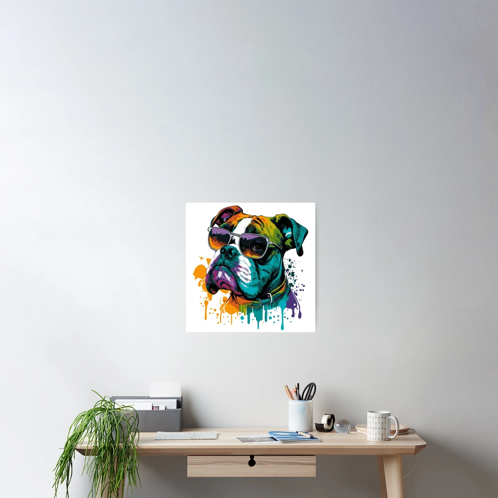 Boxer Dog with paint dripping colorful effect