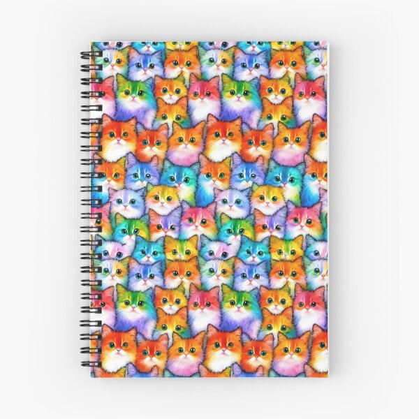Artikelvorschau, Vibrant Airbrushed Kittens Parade Musterdesign entworfen und verkauft von DeepSkyPatterns.