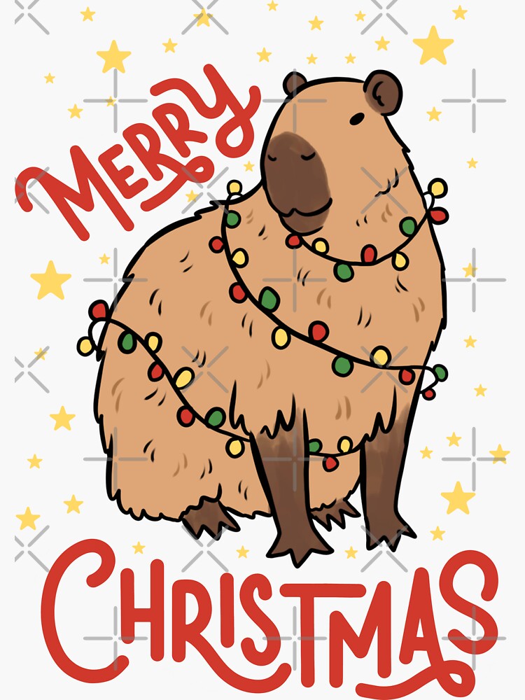 Frohe Weihnachten, süßes Weihnachts-Capybara-Design | Sticker