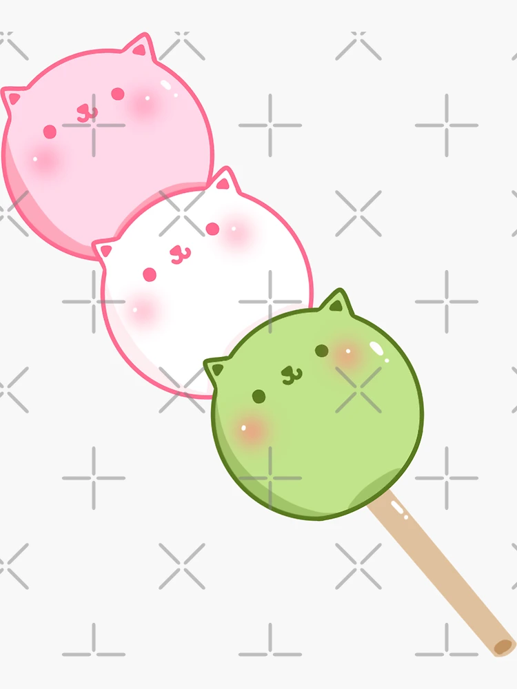 cute green light yellow pink cat dango squishy kawaii