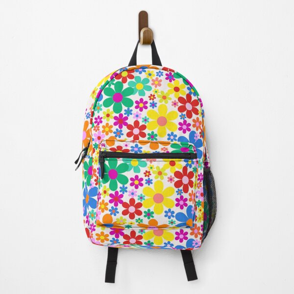 Item preview, All the colours - flower power retro florals straight from the 1970s - hot pink, lime, royal blue, sky blue designed and sold by BlackDogArtists.