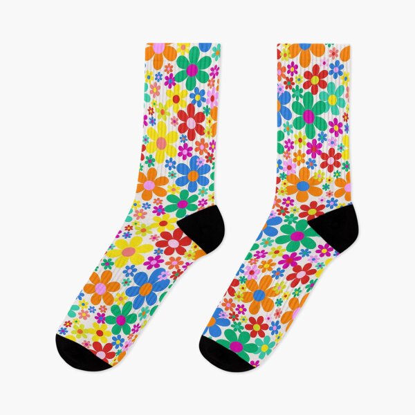 Item preview, All the colours  -  flower power retro florals straight from the 1970s - hot pink, lime, royal blue, sky blue  designed and sold by BlackDogArtists.