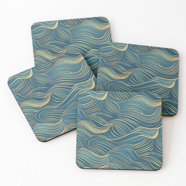 Item preview, turquoise ornament wave pattern with gold designed and sold by KaterynaKet.