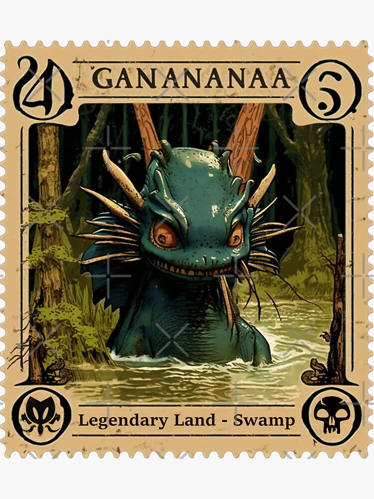 MTG Legendary Land Swamp Stamp Ganananaa Postage Stamp Series Sticker